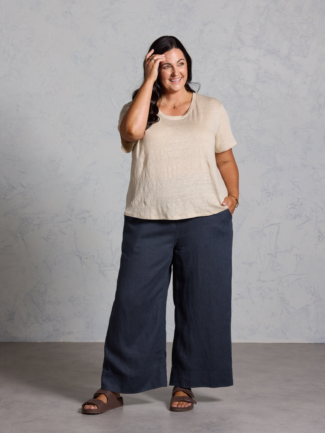 Clovelly Linen T-Shirt Stone