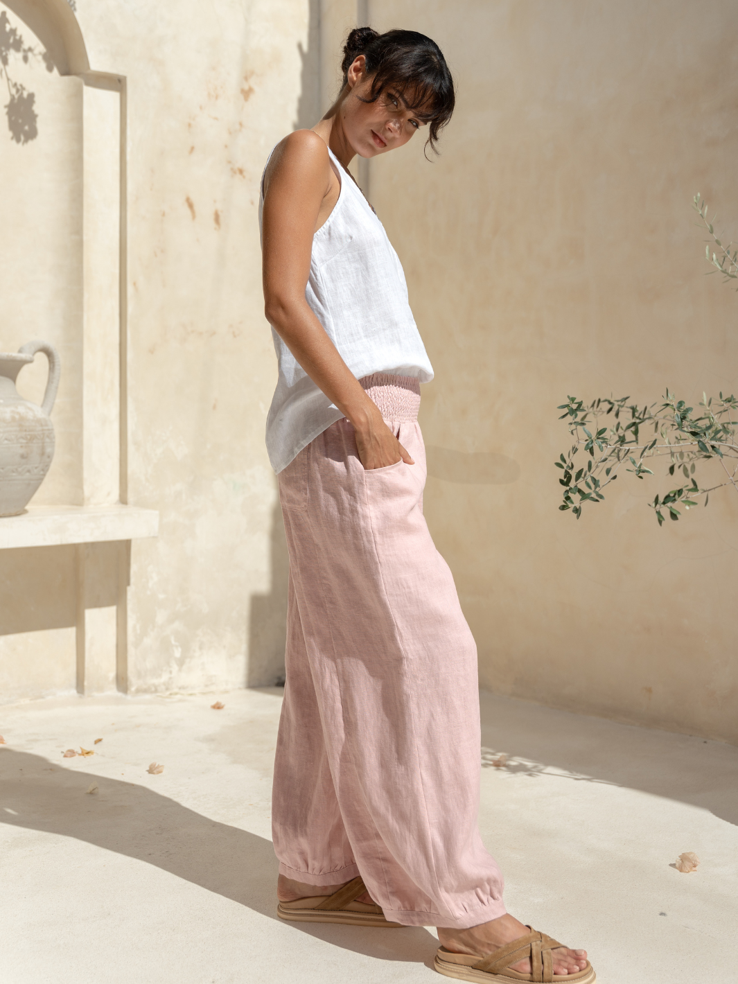 Sadhu French Linen Pants Dusty Pink