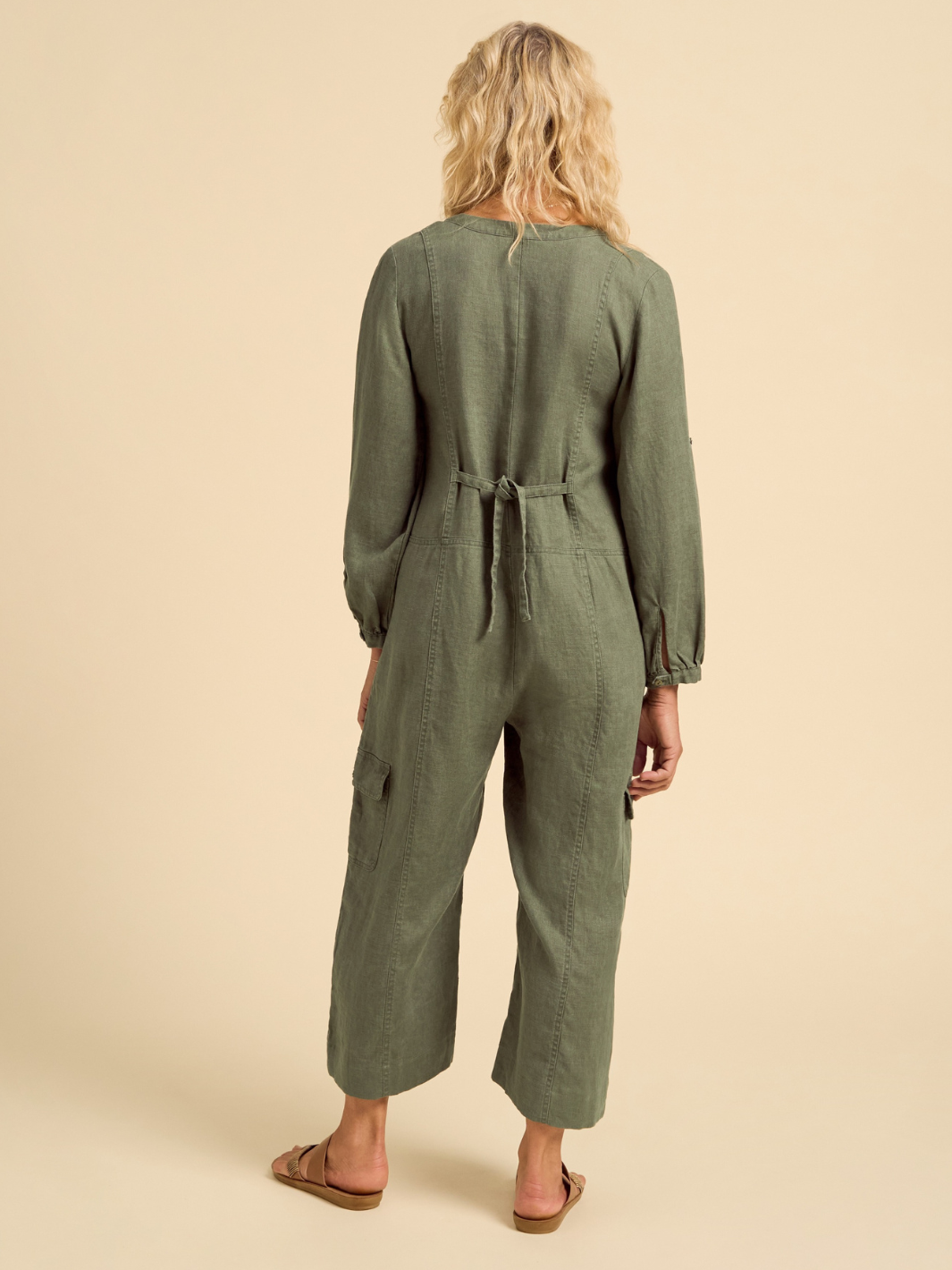 Mara Linen Jumpsuit Olive