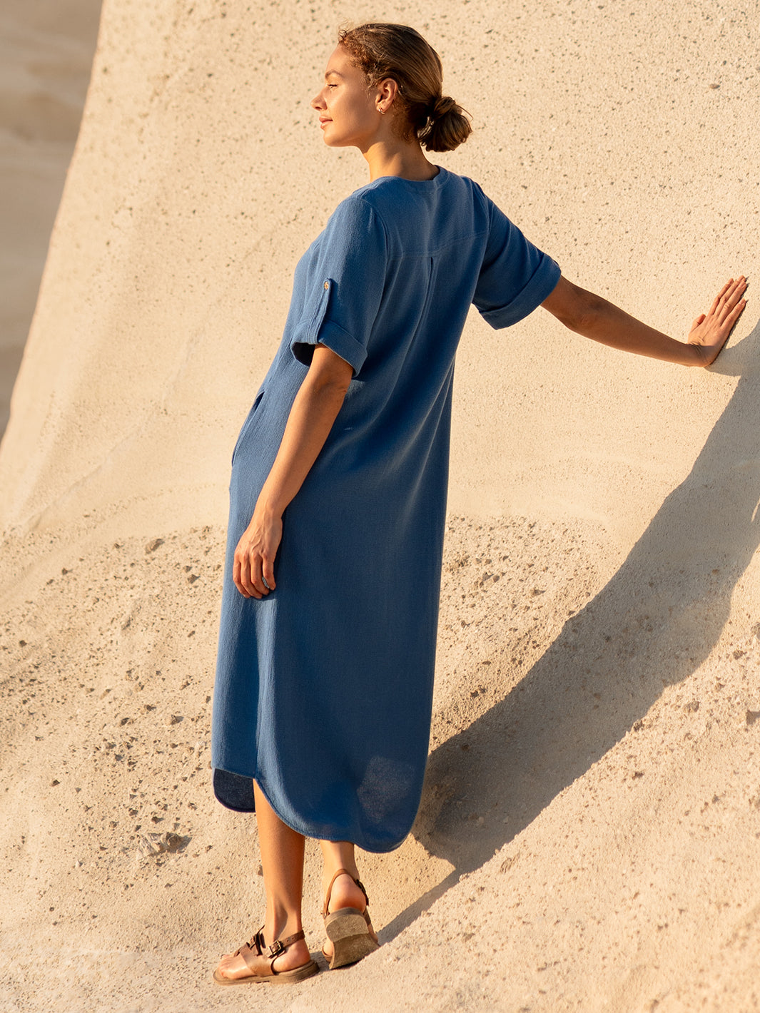 Athena Cotton Dress Aegean Blue