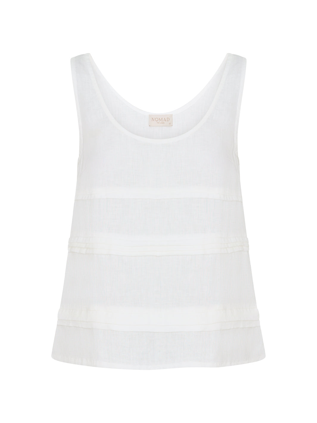 Image features Stella Linen Top in Coconut