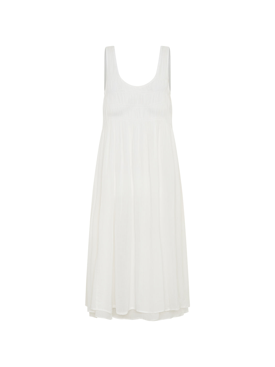 White sleeveless dress on a white background