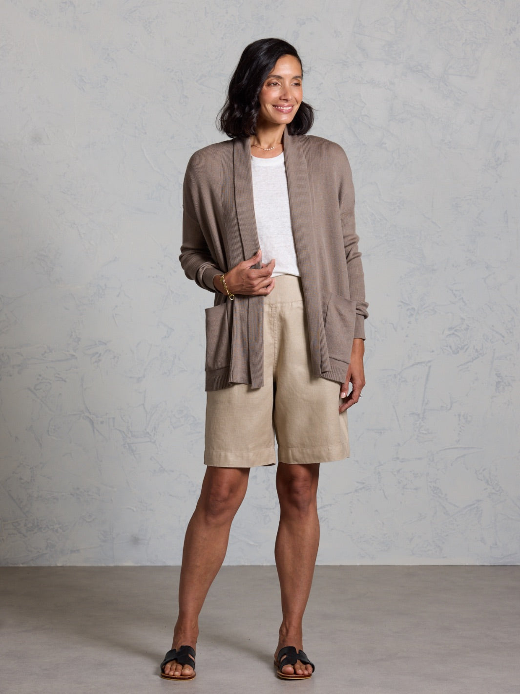 Harbour Merino Wool Knit Cardigan Elm