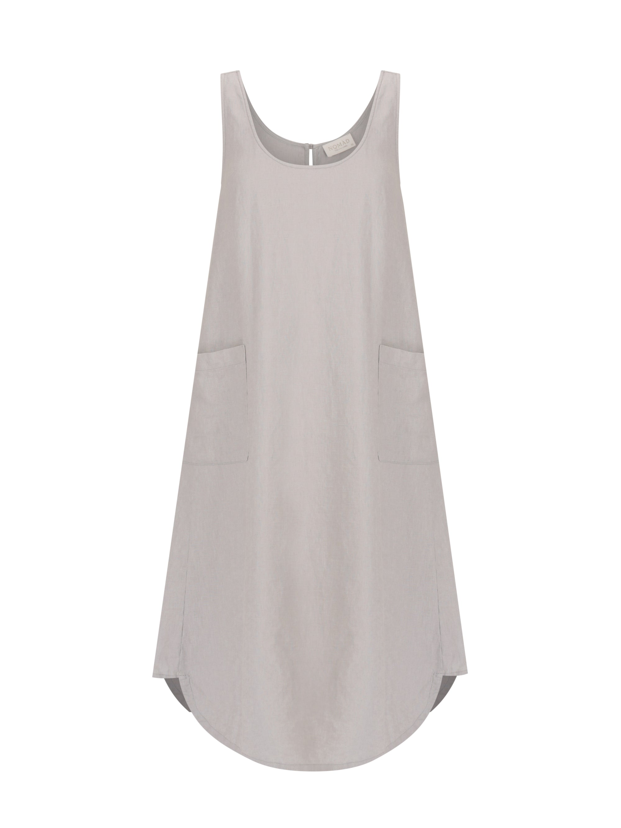 Light gray sleeveless dress on a white background