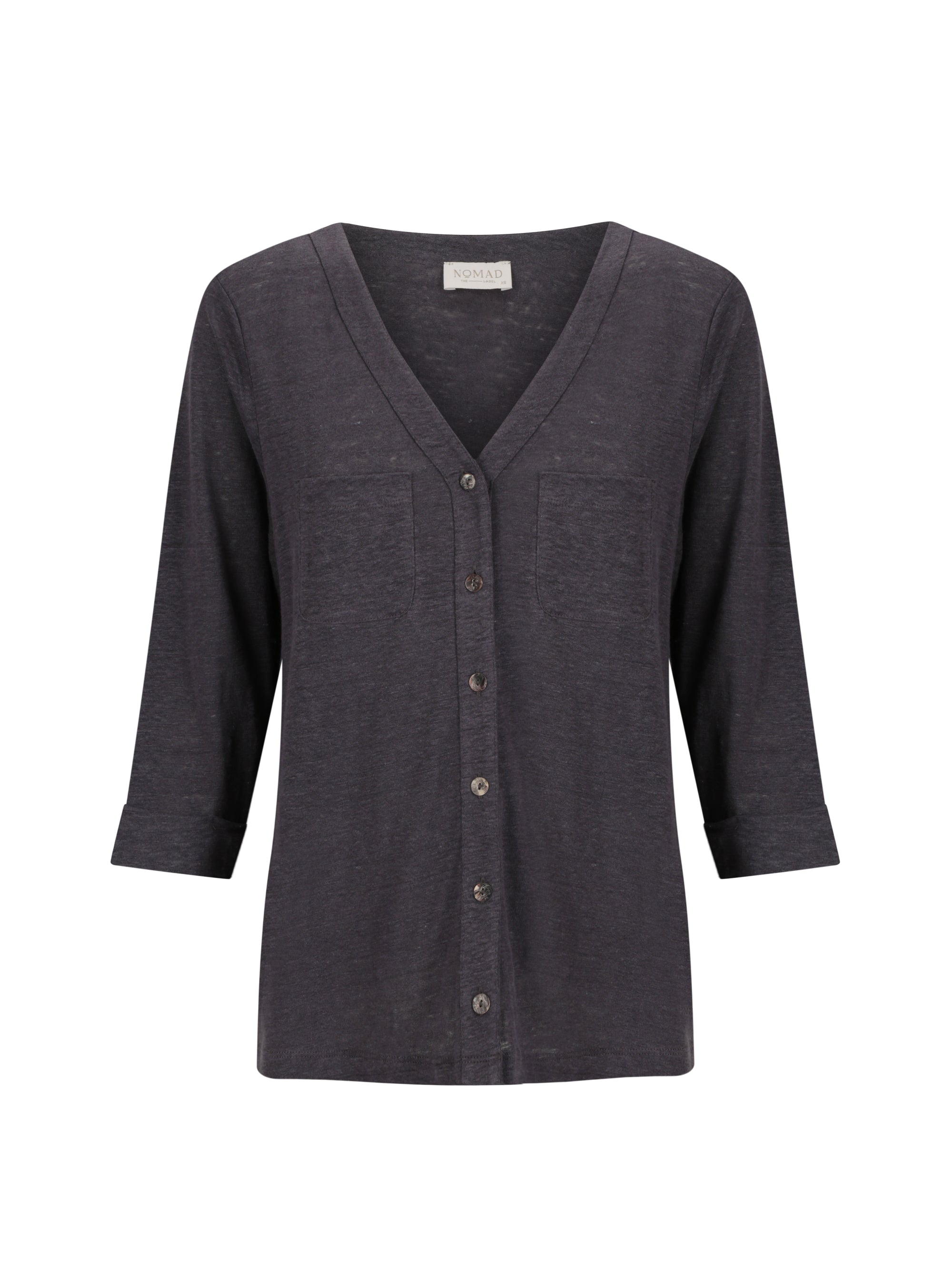 Marlee Linen Jersey Top Charcoal