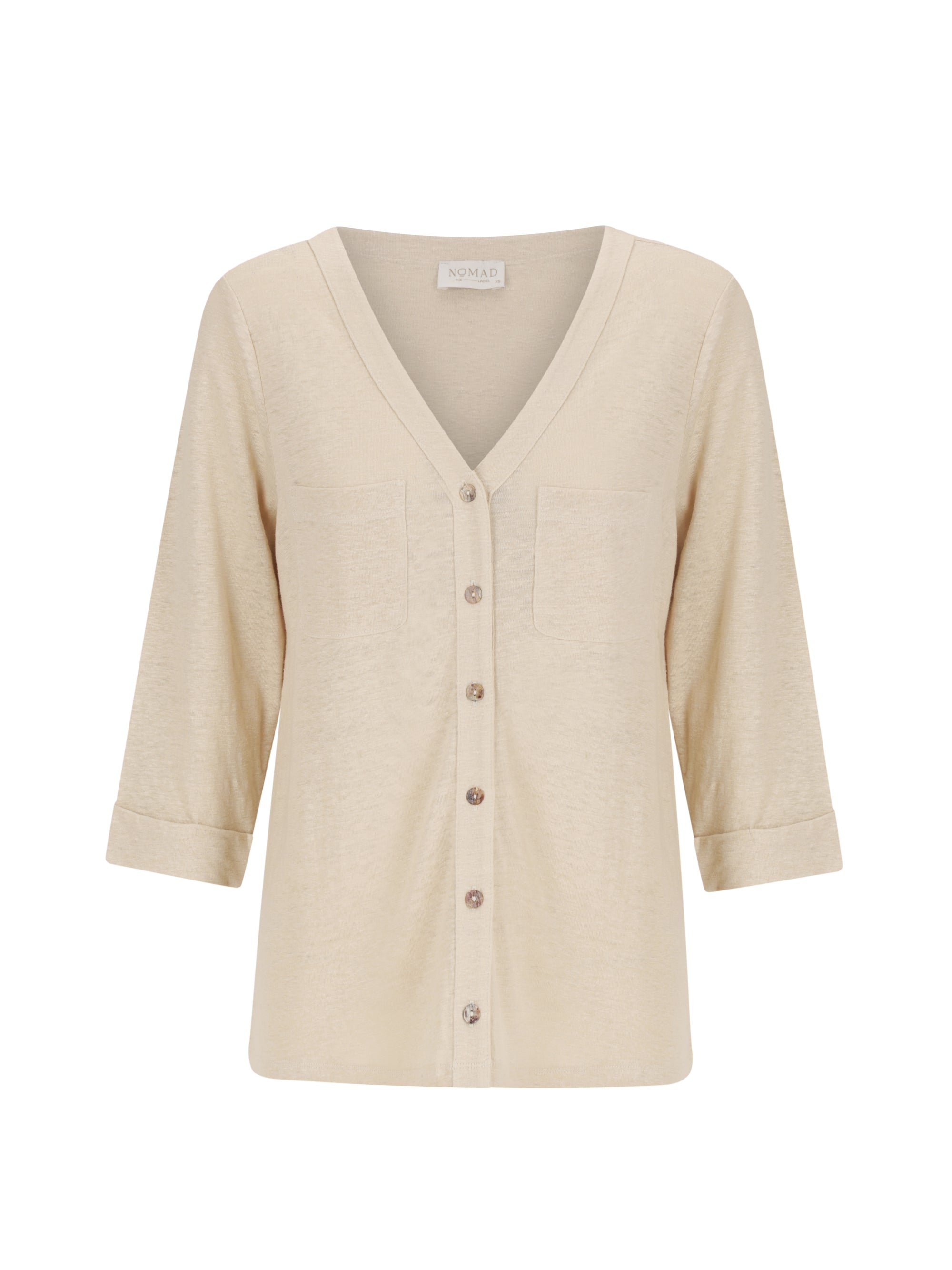 Beige cardigan on a white background