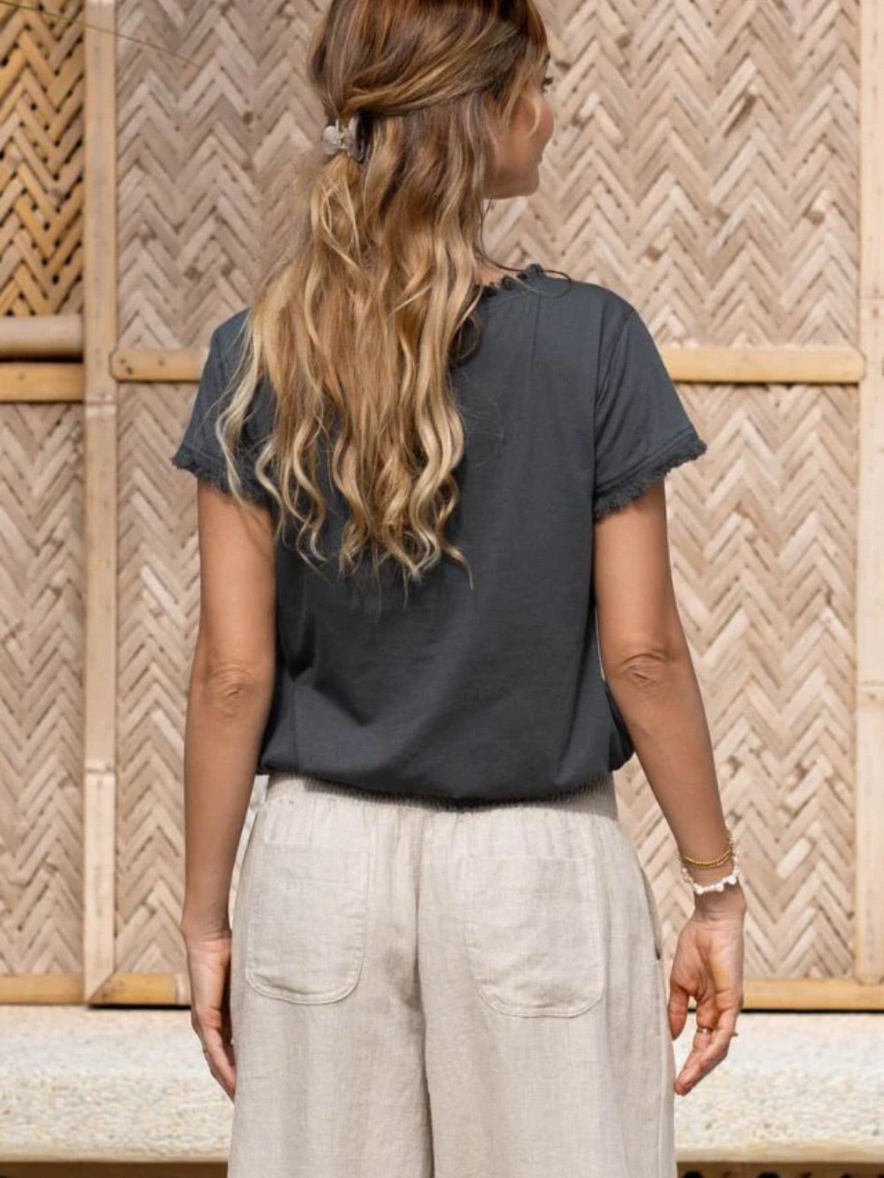 Vivre Linen and Cotton Blouse Charcoal