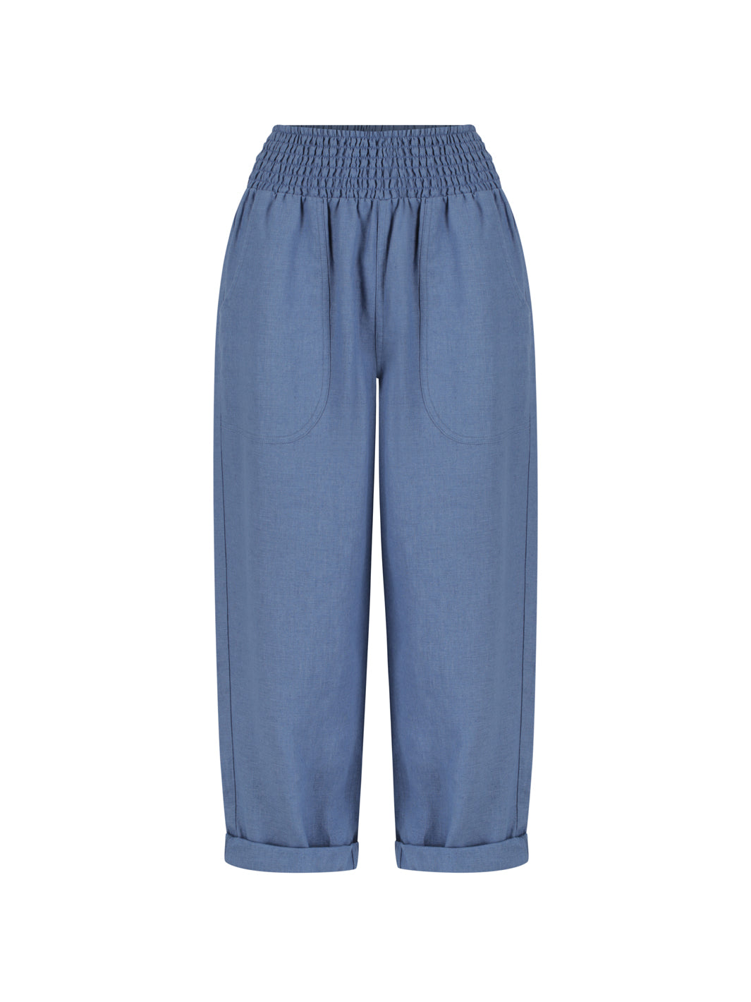 Nautical French Linen Pants Aegean Blue