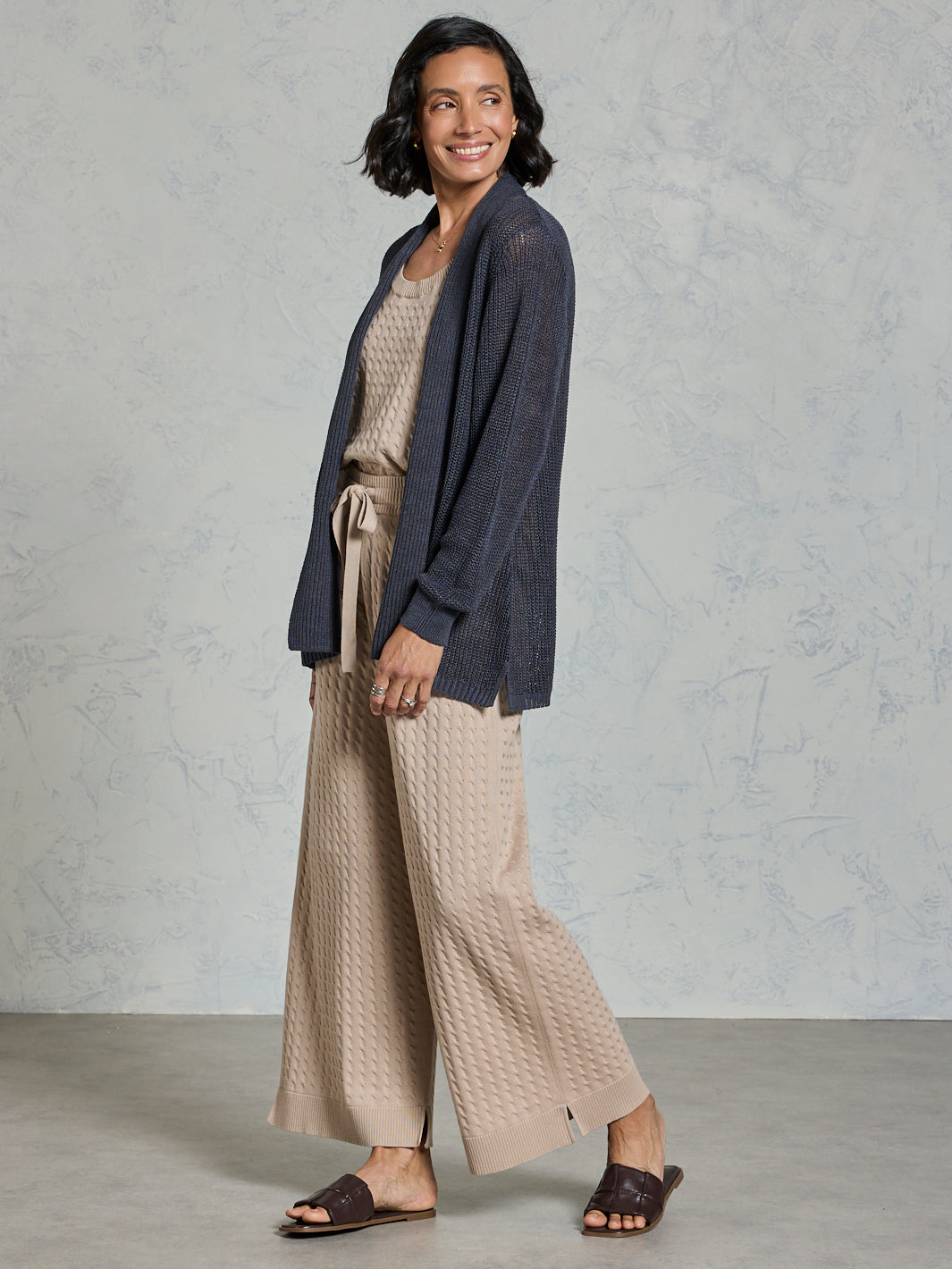 Tathra Organic Linen Knit Cardigan Charcoal