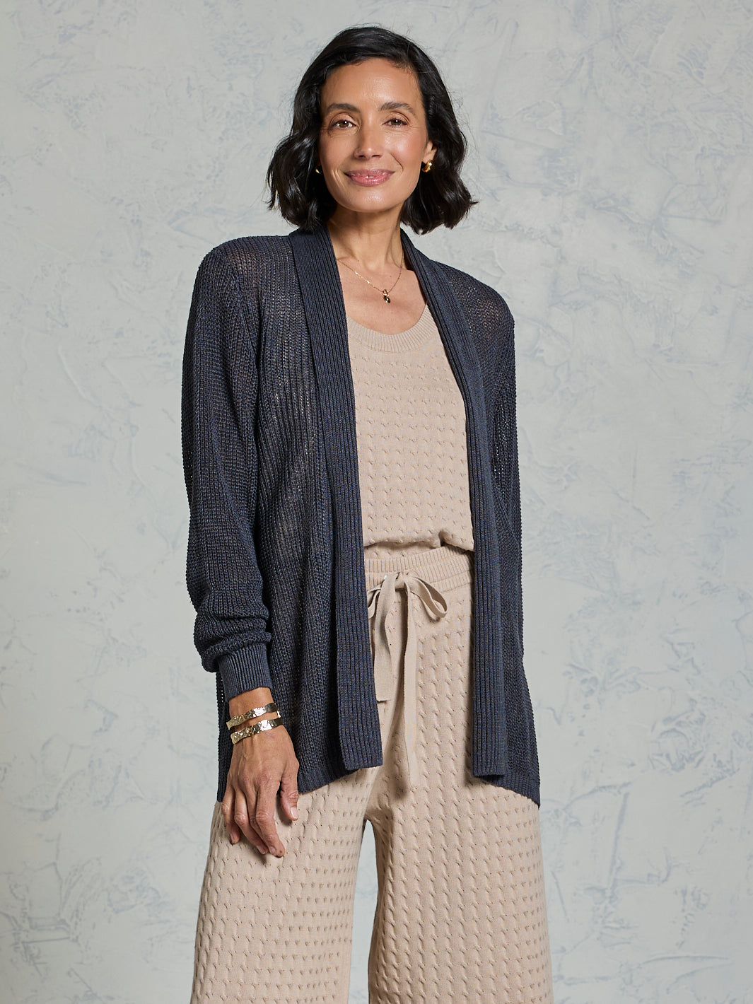Tathra Organic Linen Knit Cardigan Charcoal