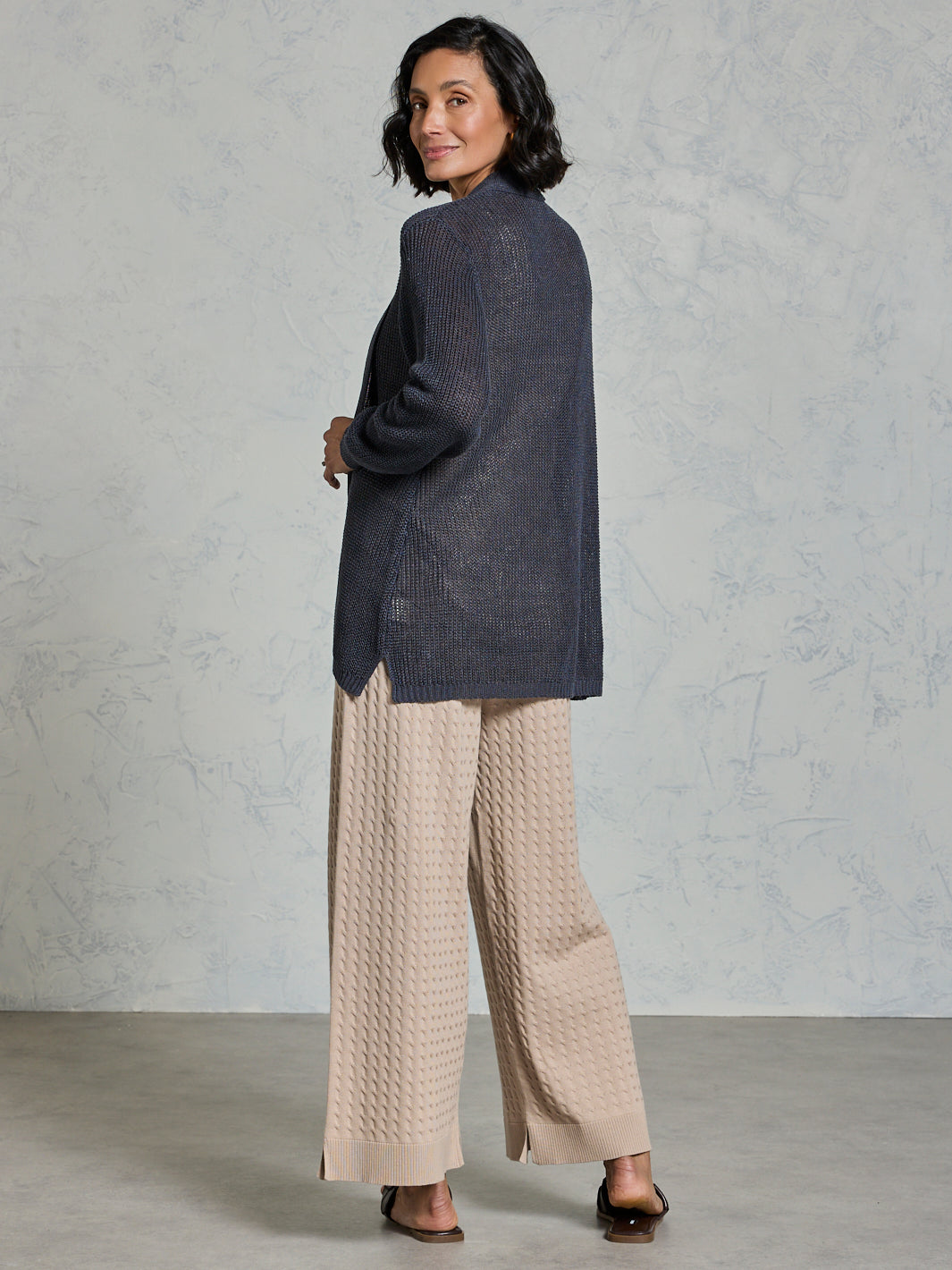 Tathra Organic Linen Knit Cardigan Charcoal