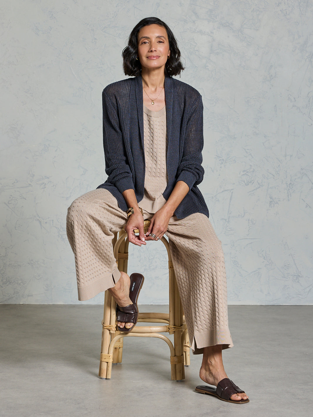 Tathra Organic Linen Knit Cardigan Charcoal