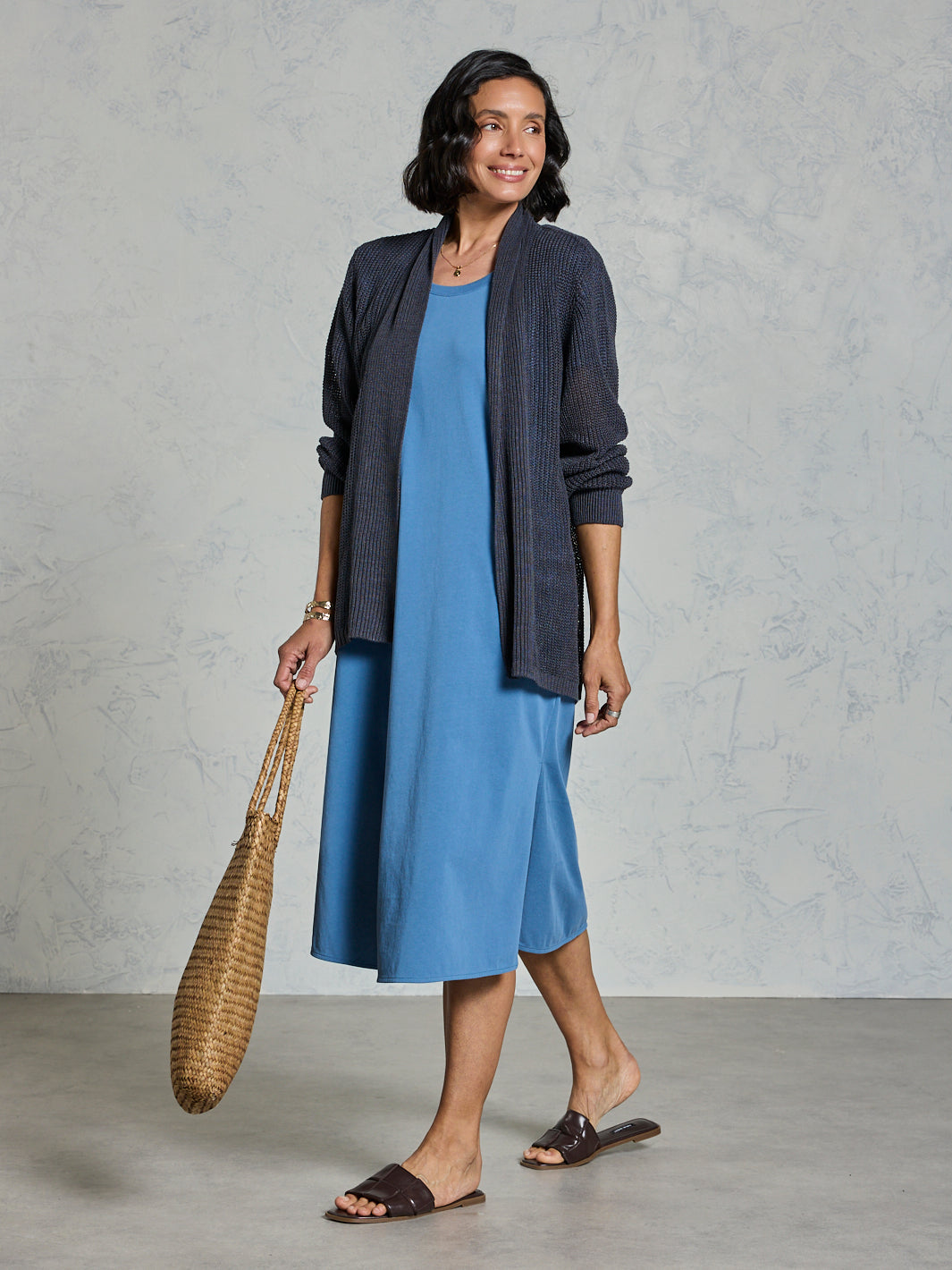 Tathra Organic Linen Knit Cardigan Charcoal