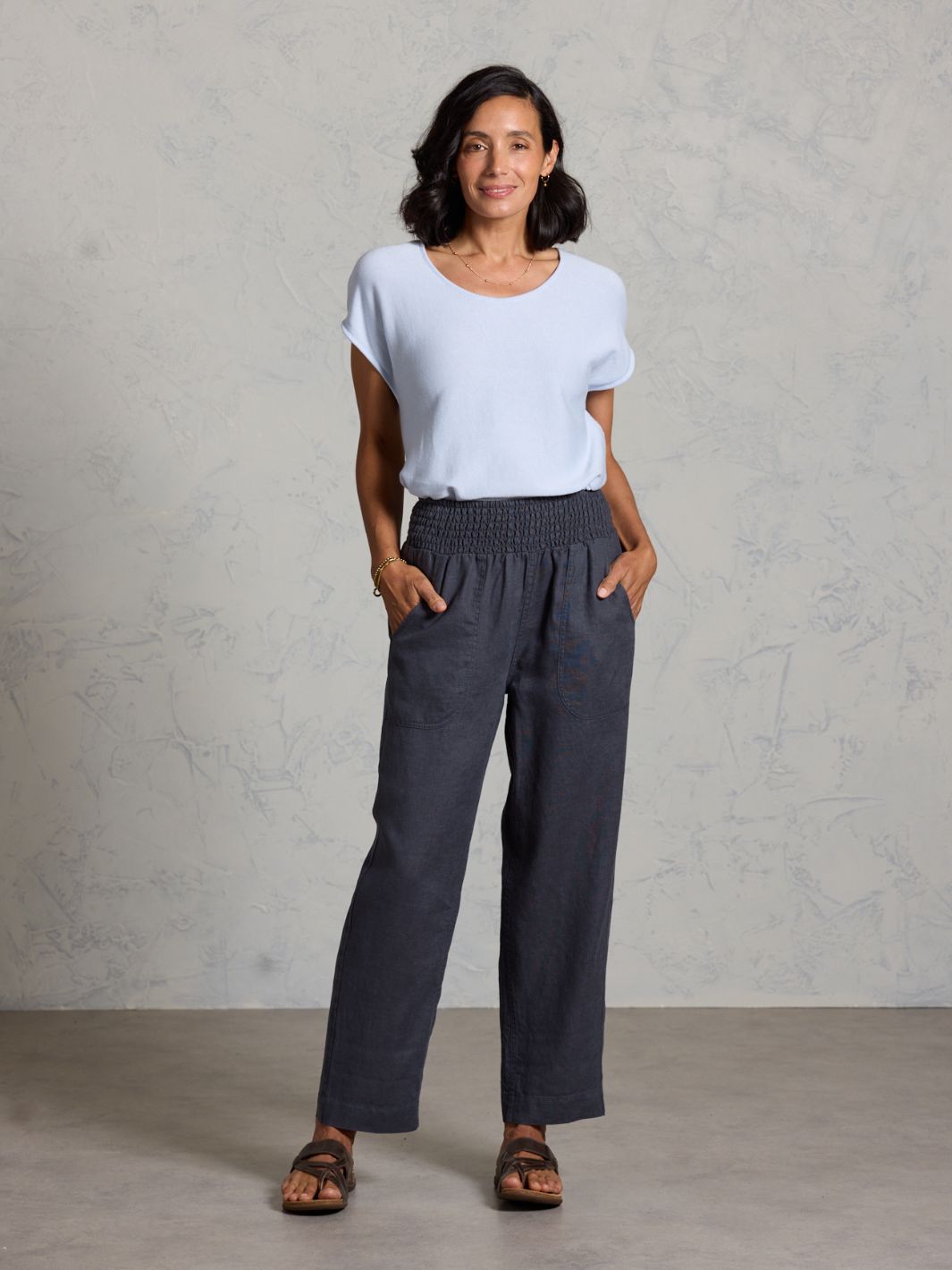 Nautical French Linen Pants Charcoal