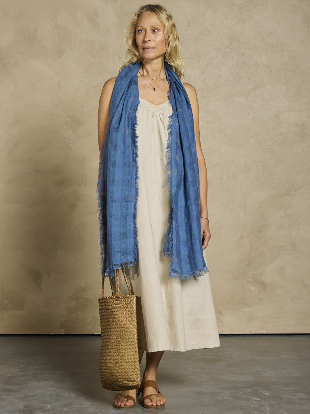 Sofi Linen Scarf Aegean Blue