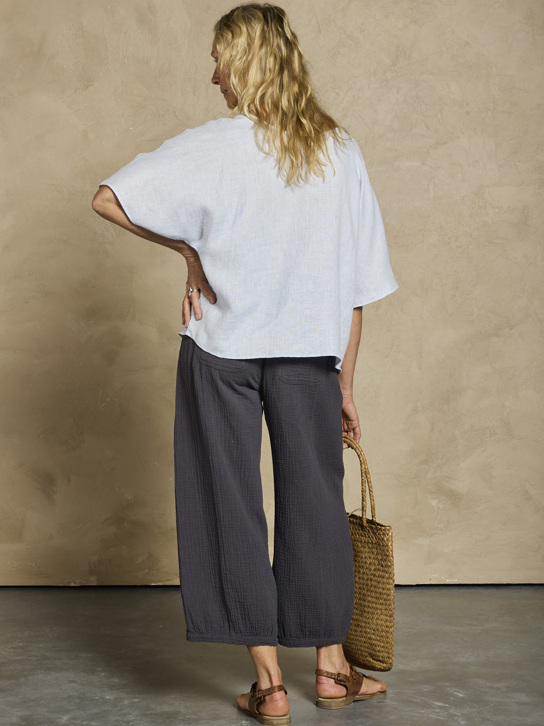 Selene Linen Top Serene Blue