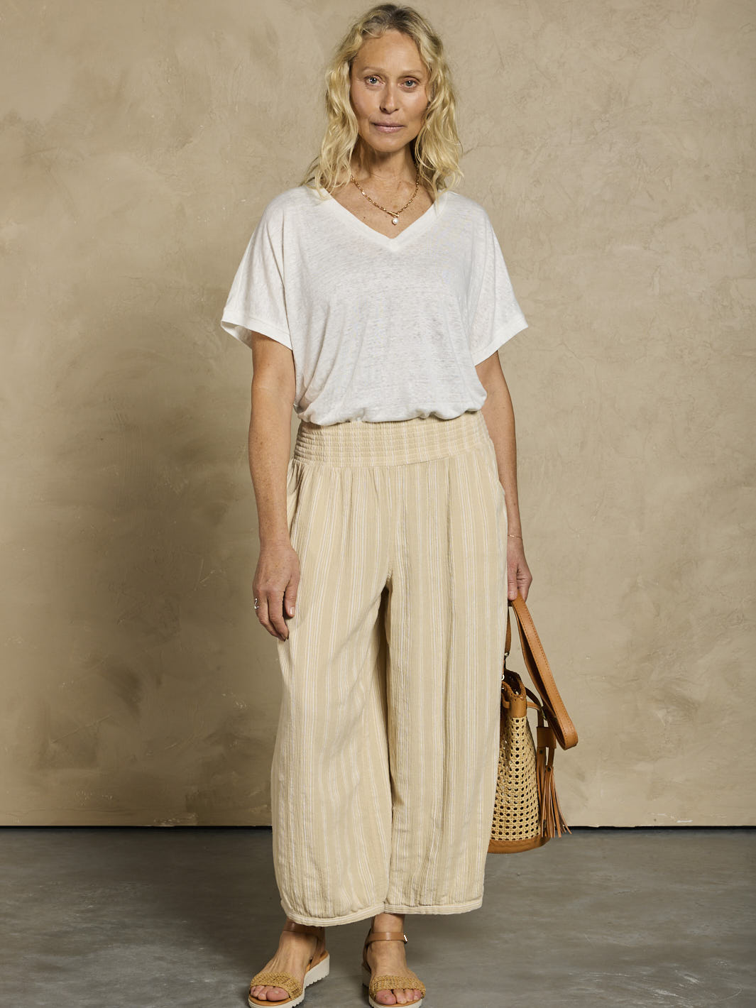 Sadhu Cotton Pants Sand Stripe