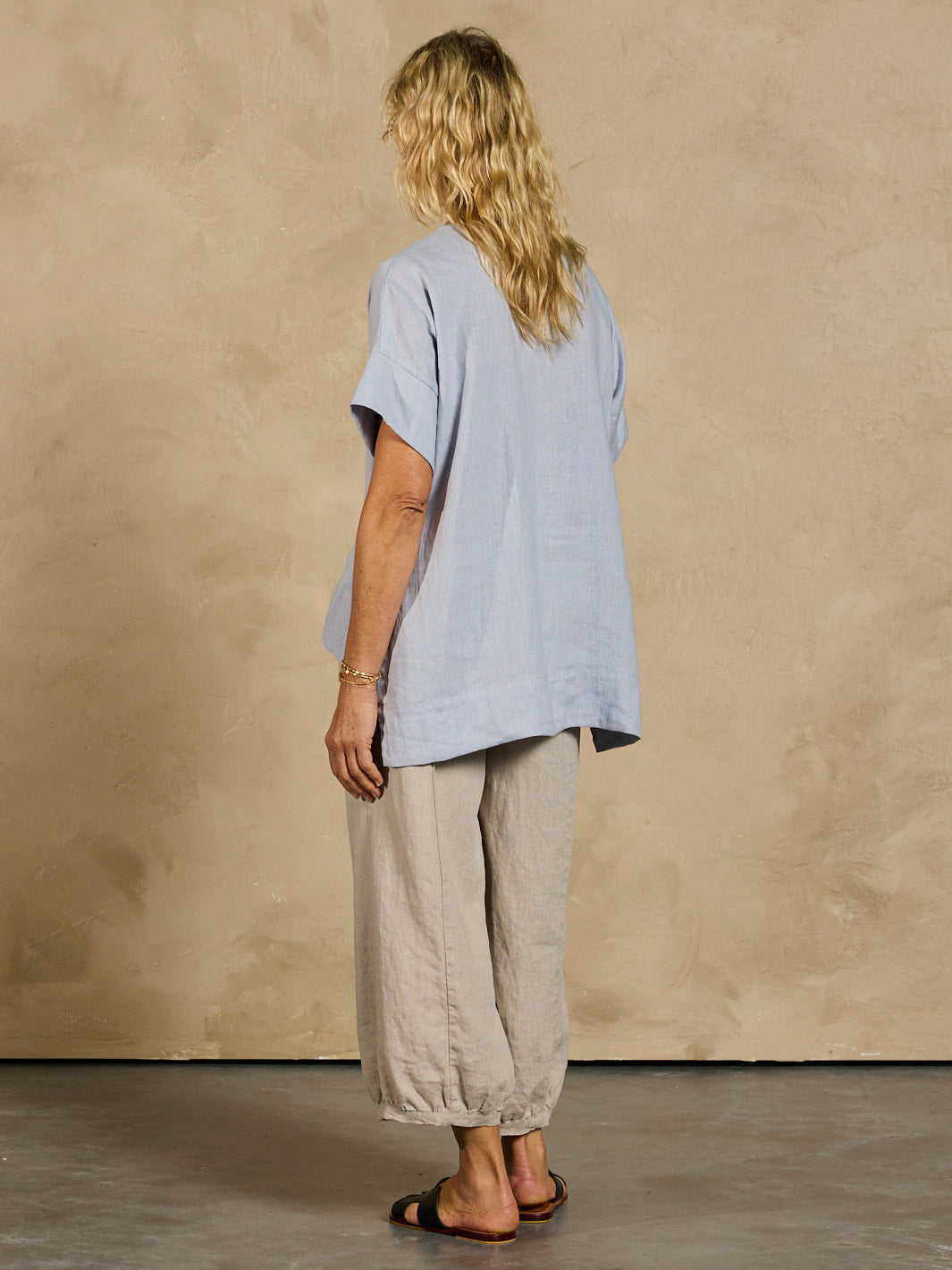 Costa French Linen and Cotton Top Slate Blue