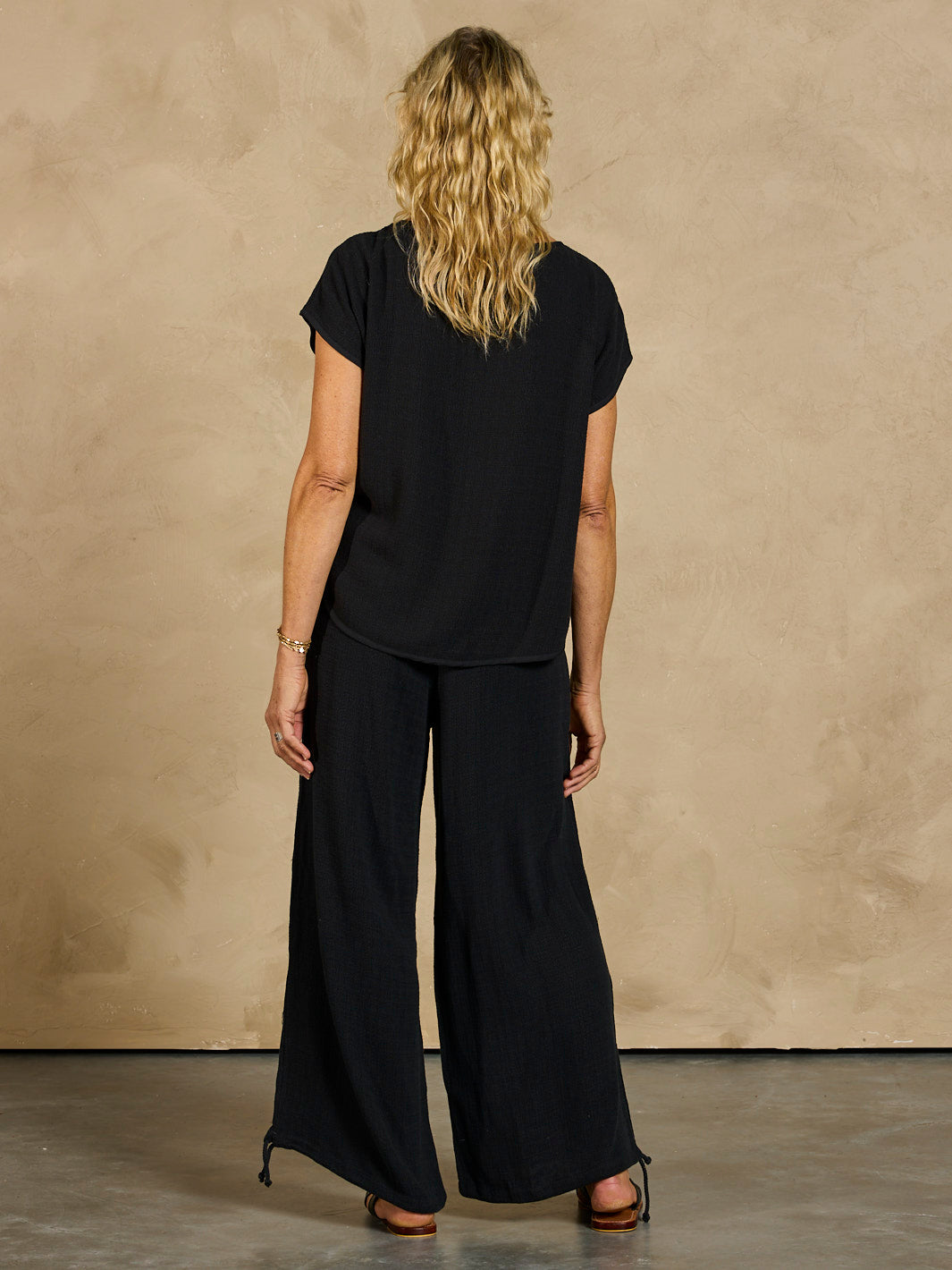 Casa Linen Blend Top Charcoal