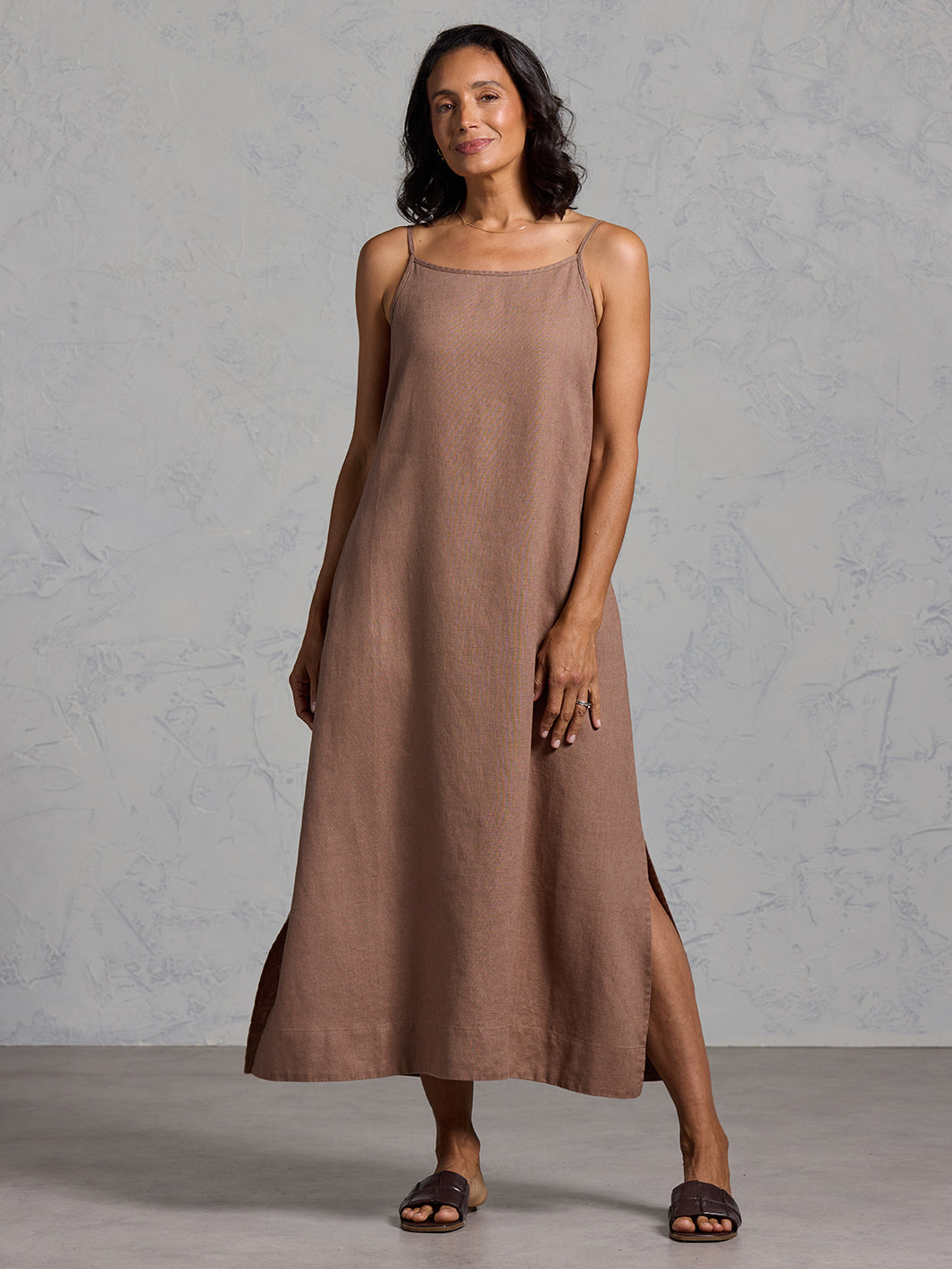 Peony French Linen Dress Cinnamon