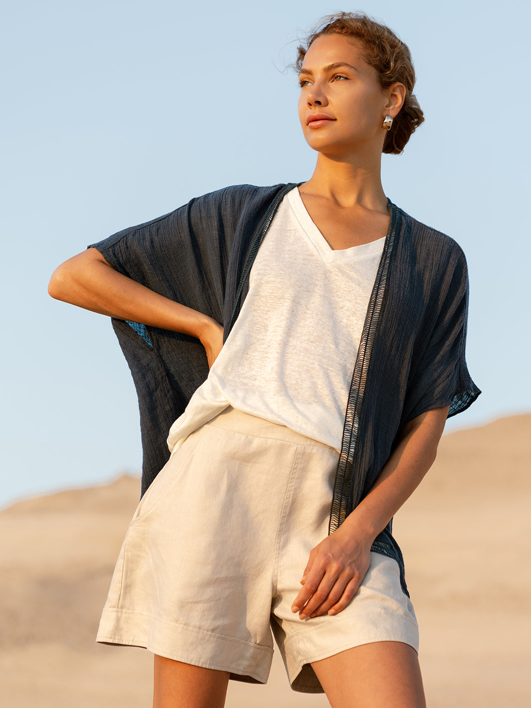Rhea Linen Kimono Charcoal