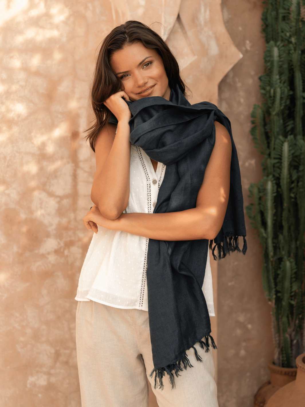 Rivoli Linen Scarf Charcoal