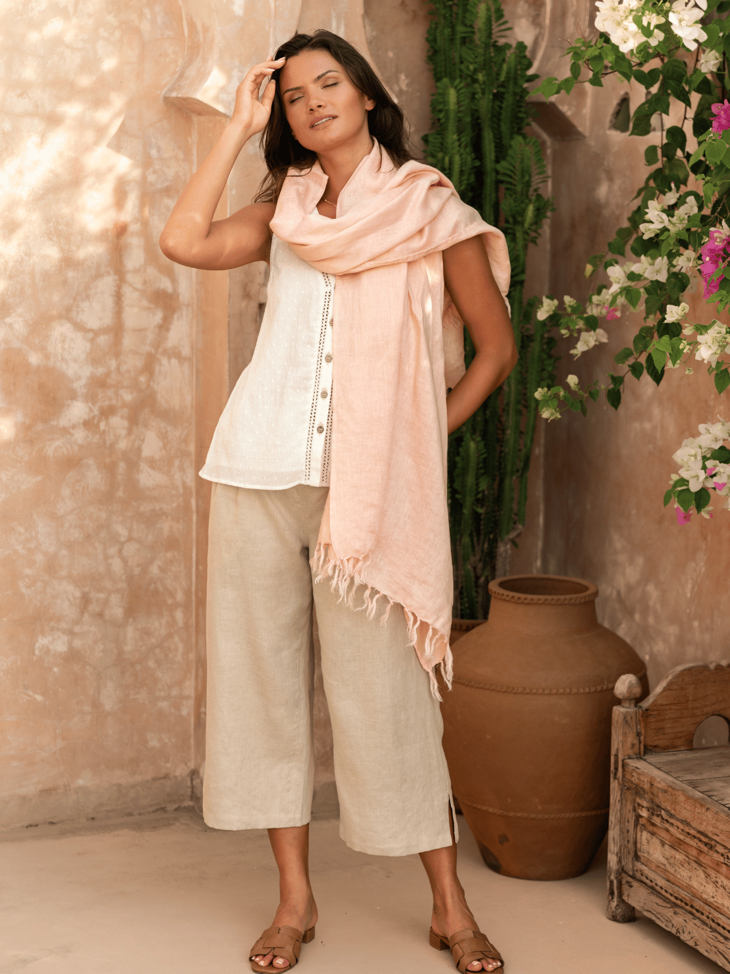 Rivoli Linen Scarf Coral