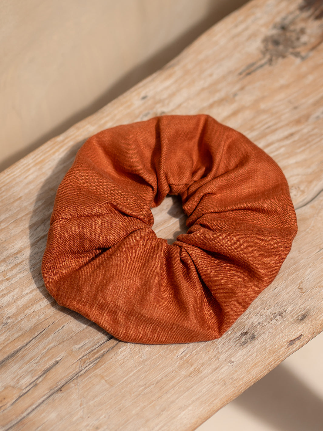 Image features Jumbo Linen Scrunchie in Rust