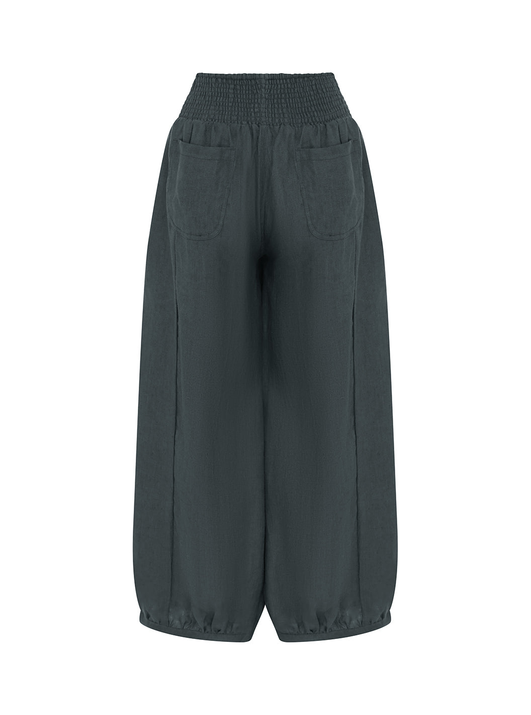 Black pants on a white background.