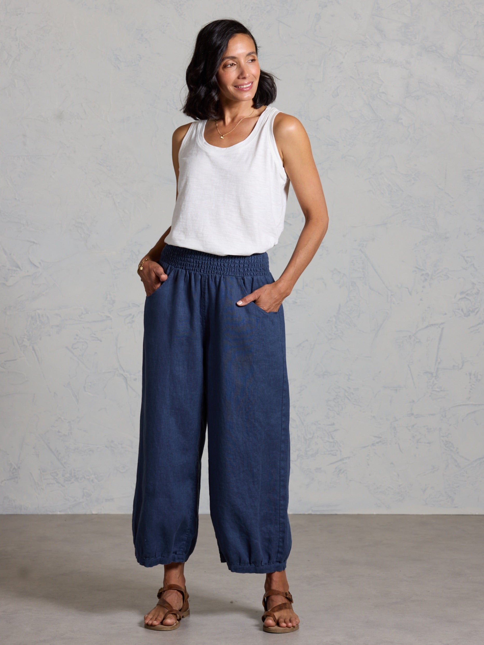 Sadhu French Linen Pants Navy
