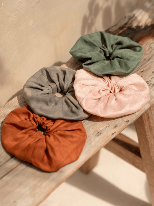 Jumbo Linen Scrunchie Olive