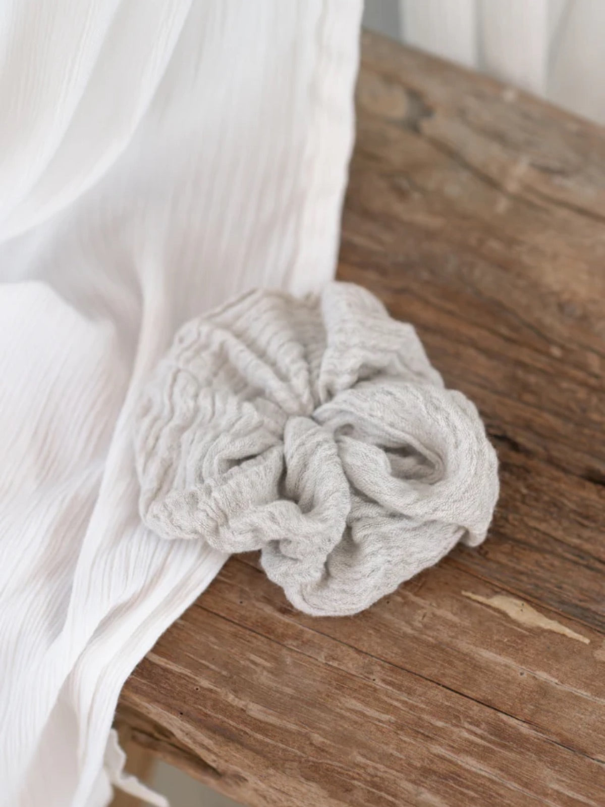 Jumbo Linen Blend Scrunchie Natural