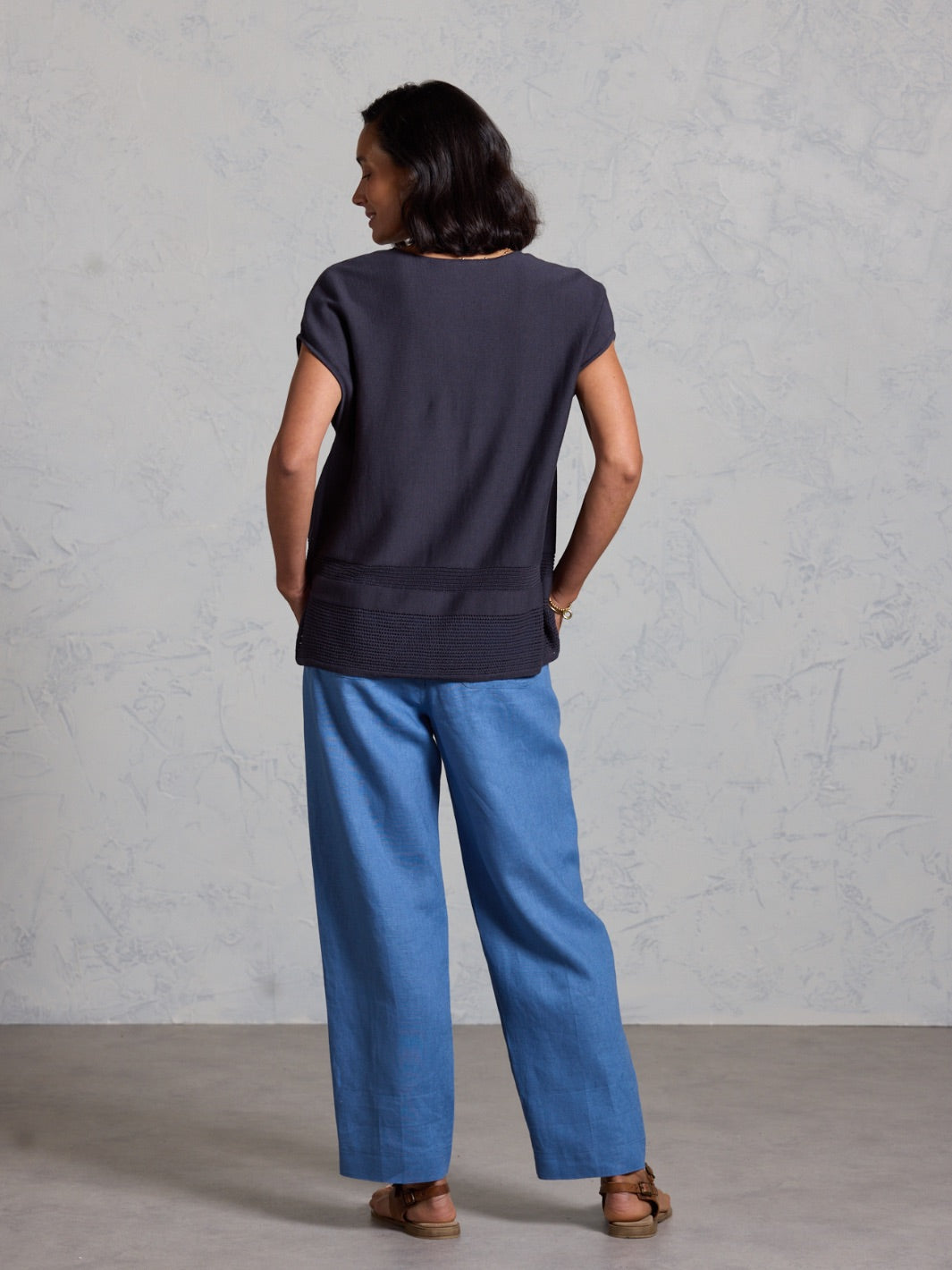 Sundown Cotton Knit Top Charcoal