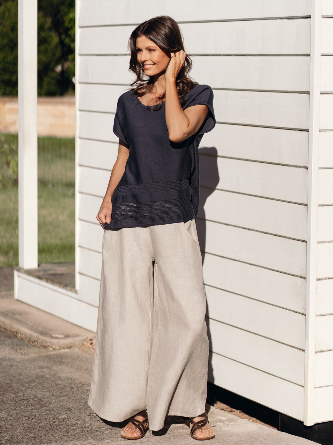 Sundown Cotton Knit Top Charcoal