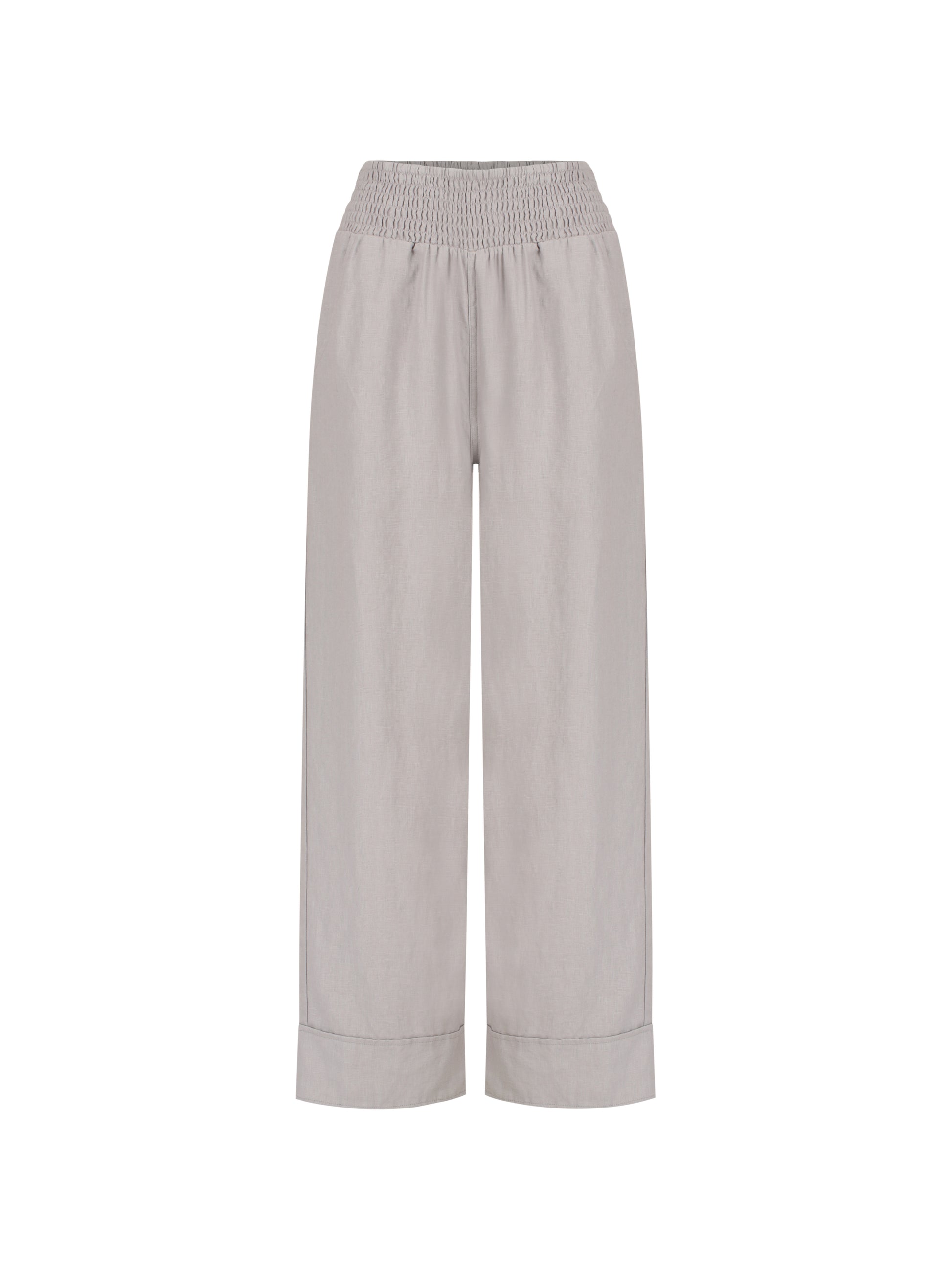 Light gray wide-leg pants on a white background