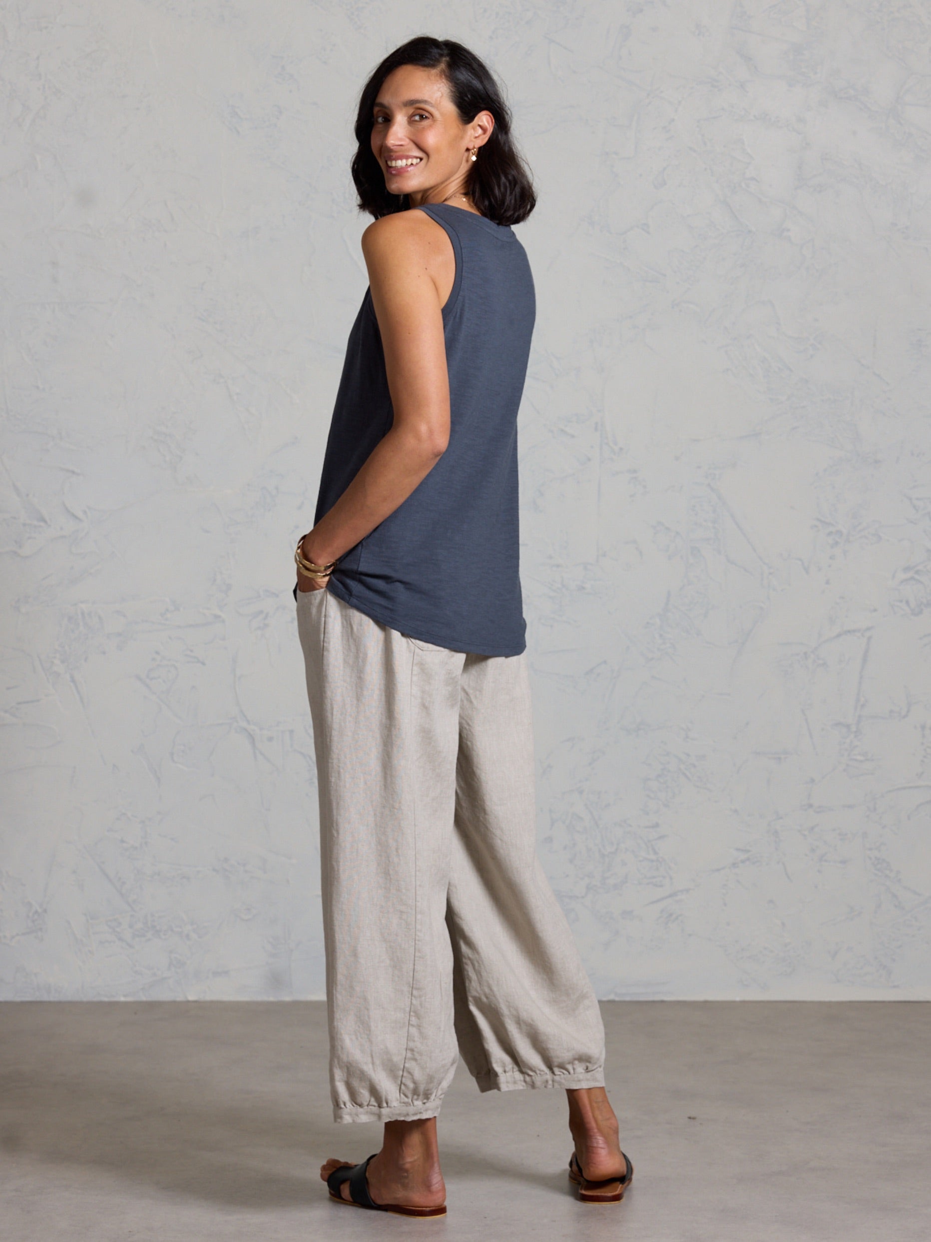 Yarra Cotton Tank Top Charcoal