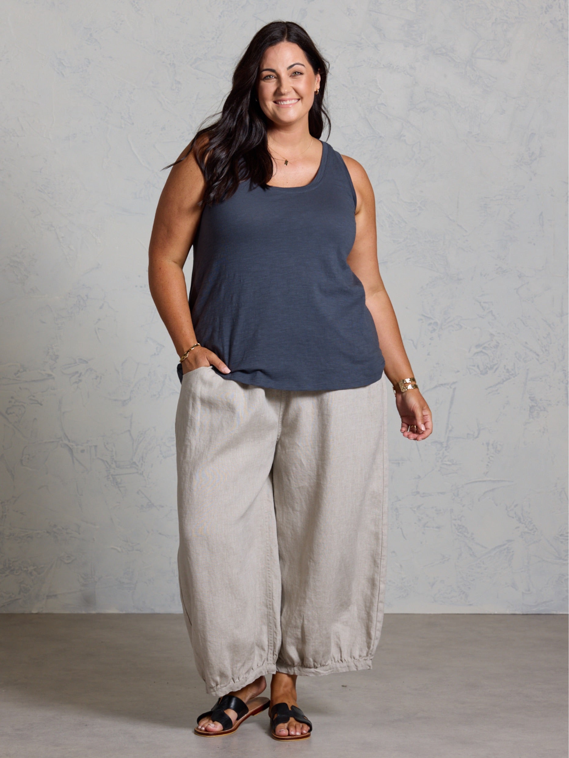 Yarra Cotton Tank Top Charcoal