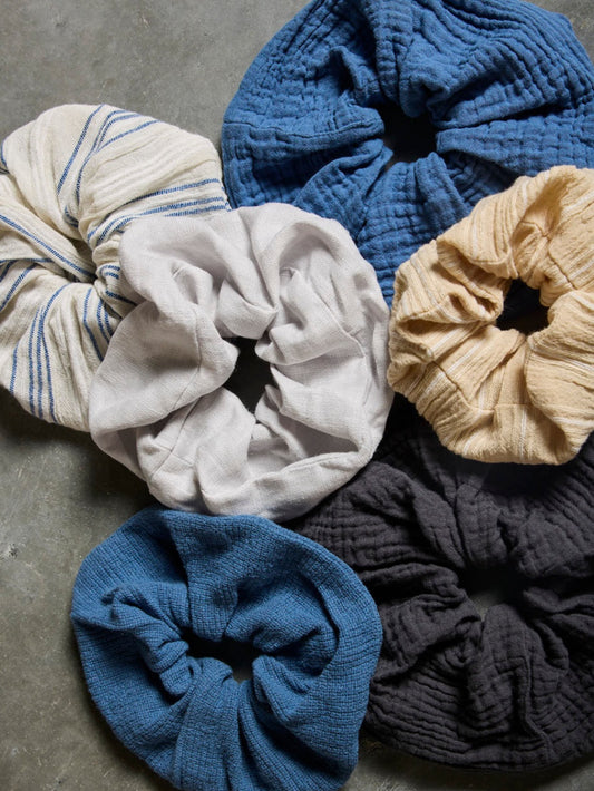 Jumbo Fresco Cotton Scrunchie Aegean Blue