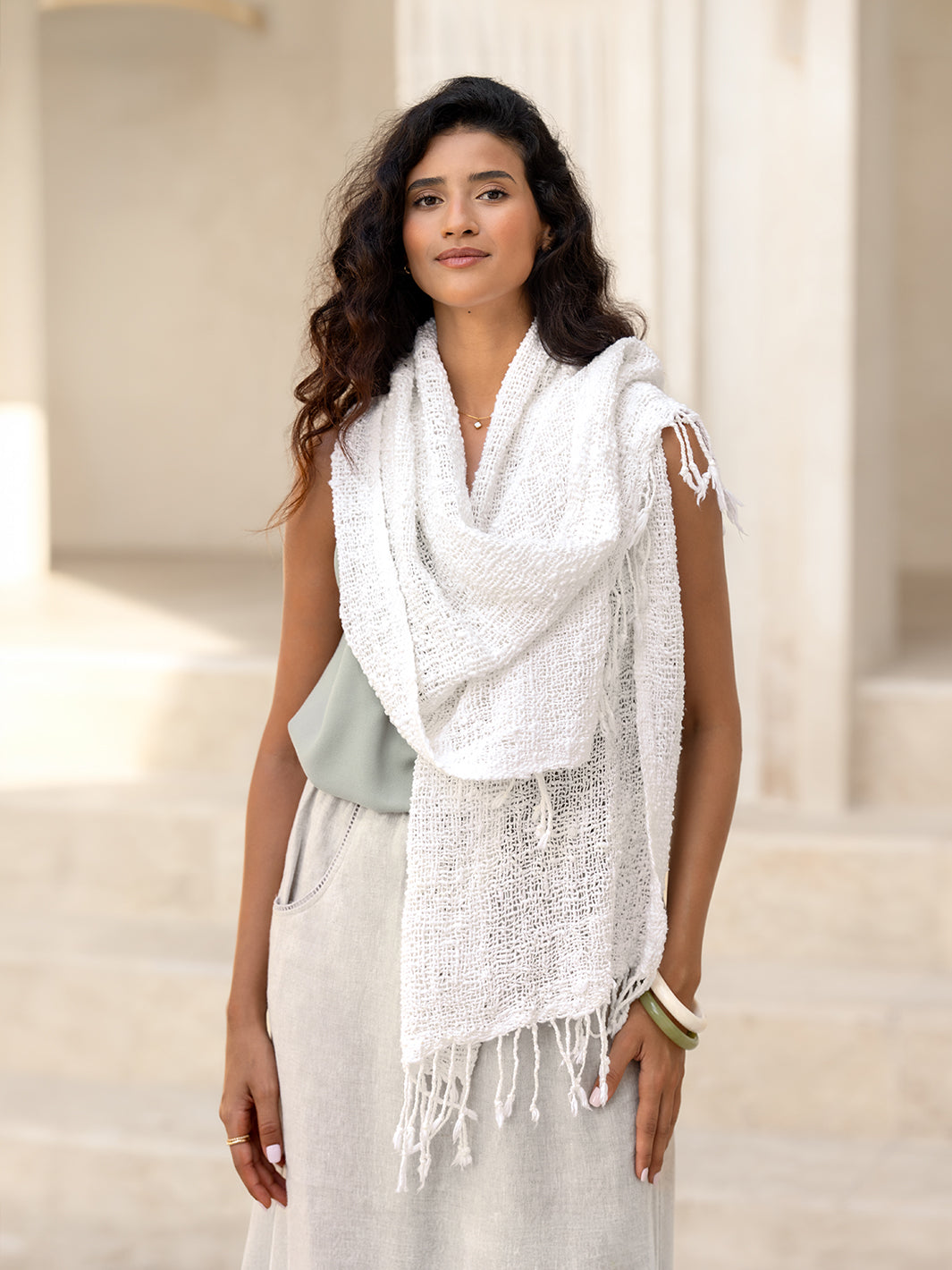 Lakshmi Cotton Scarf Coconut