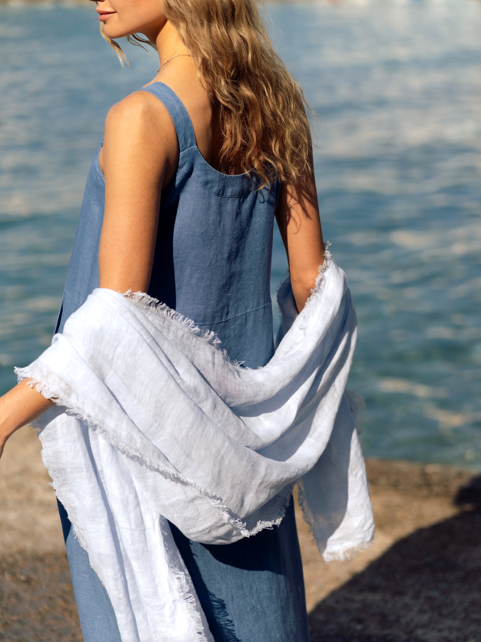 Sofi Linen Scarf Serene Blue