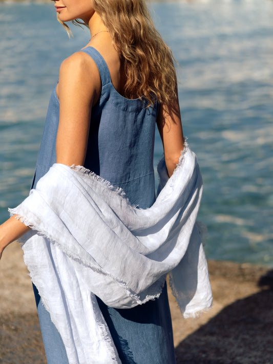 Sofi Linen Scarf Serene Blue