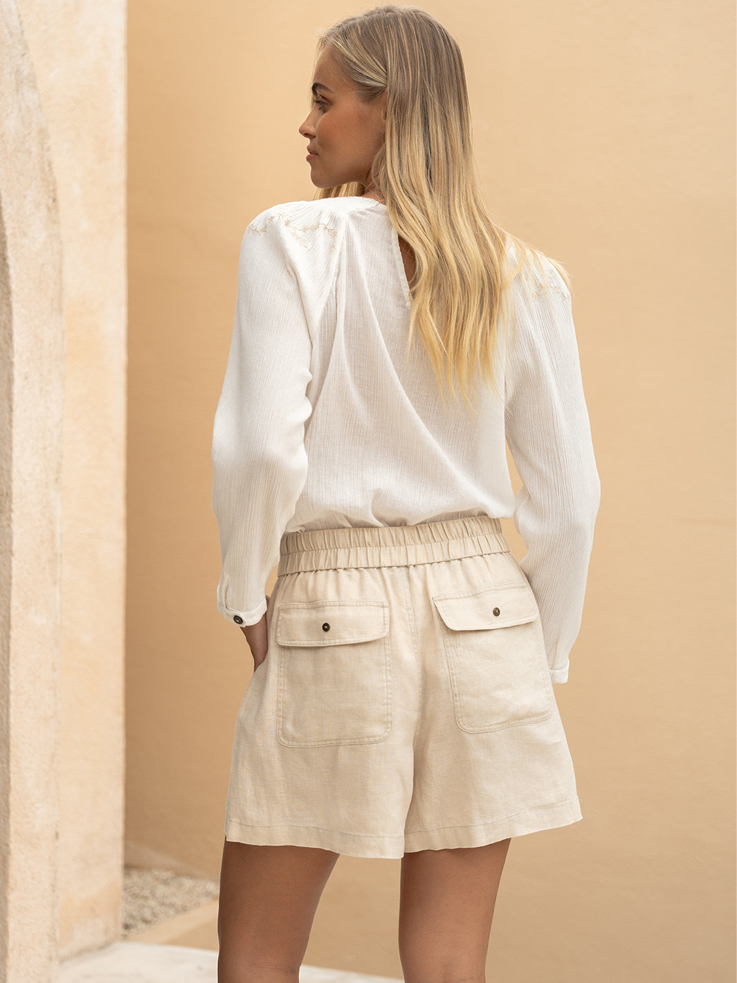 Anika Linen Shorts Stone