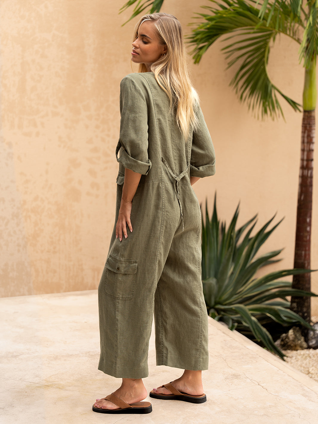 Mara Linen Jumpsuit Olive