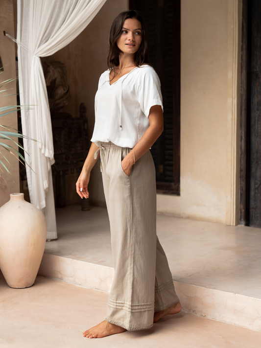 Carabella Cotton Pants Mushroom
