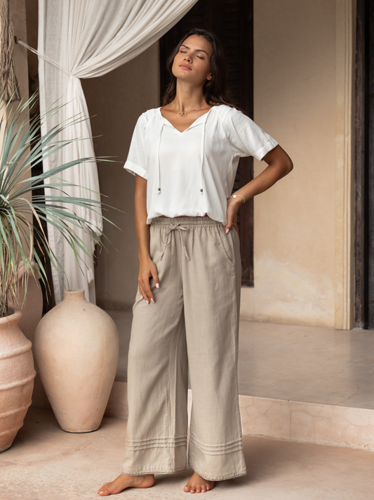 Carabella Cotton Pants Mushroom