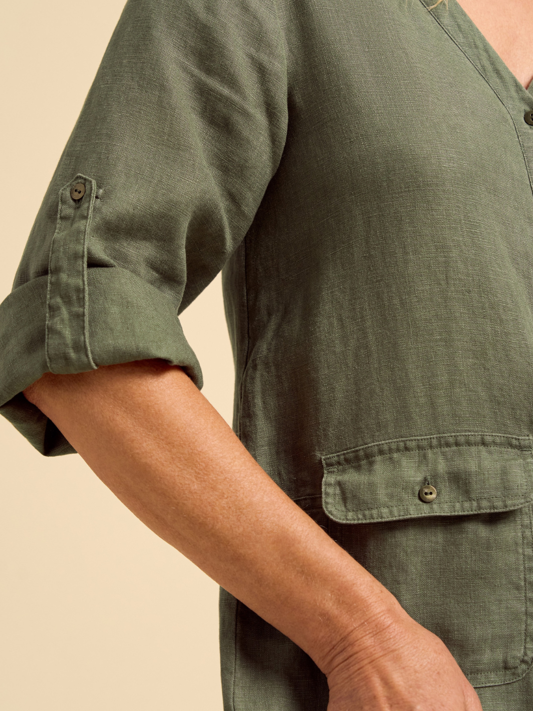 Mara Linen Jumpsuit Olive