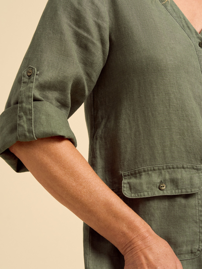 Mara Linen Jumpsuit Olive