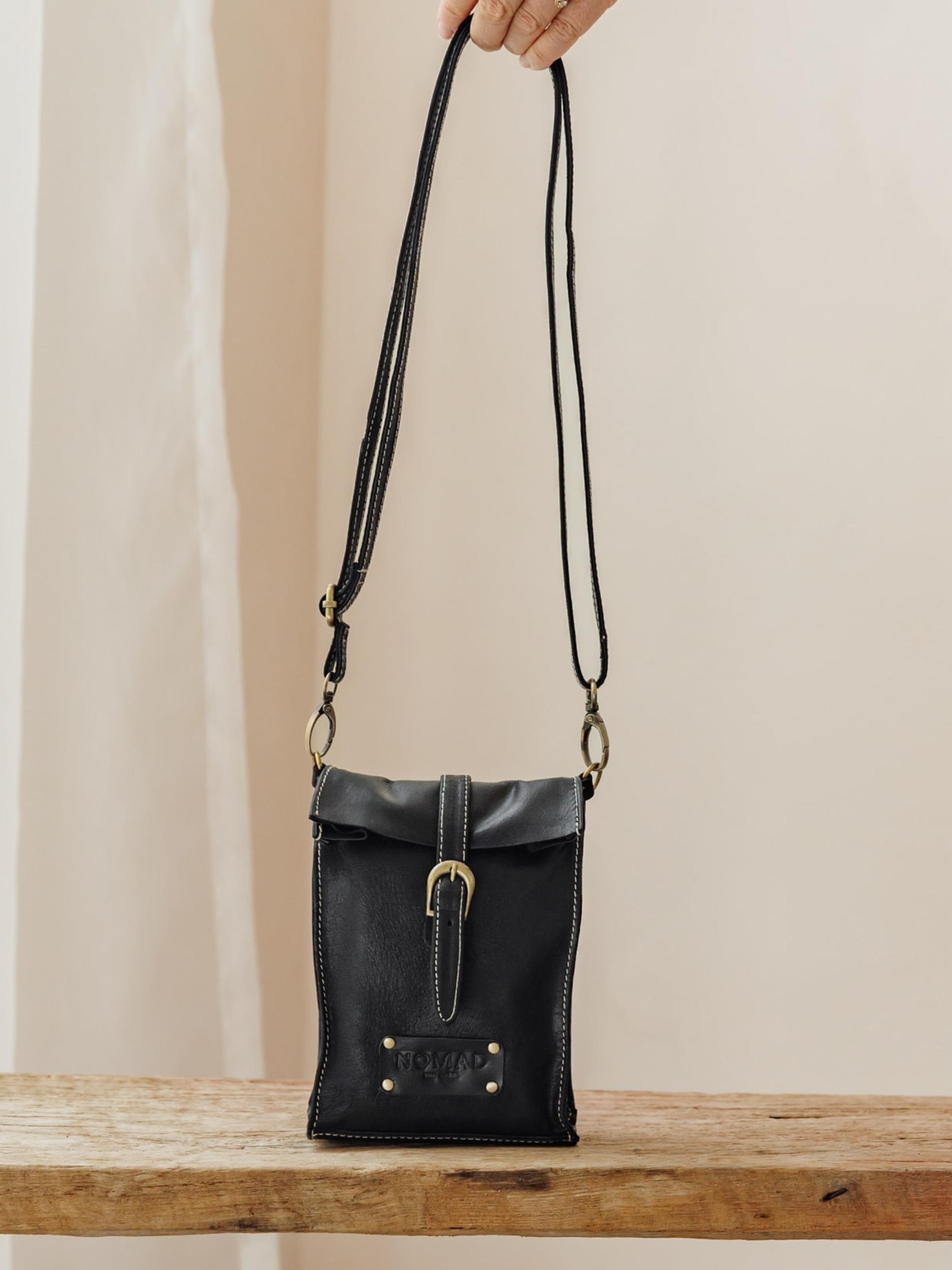 Image features Flinders Leather Pouch in Black.