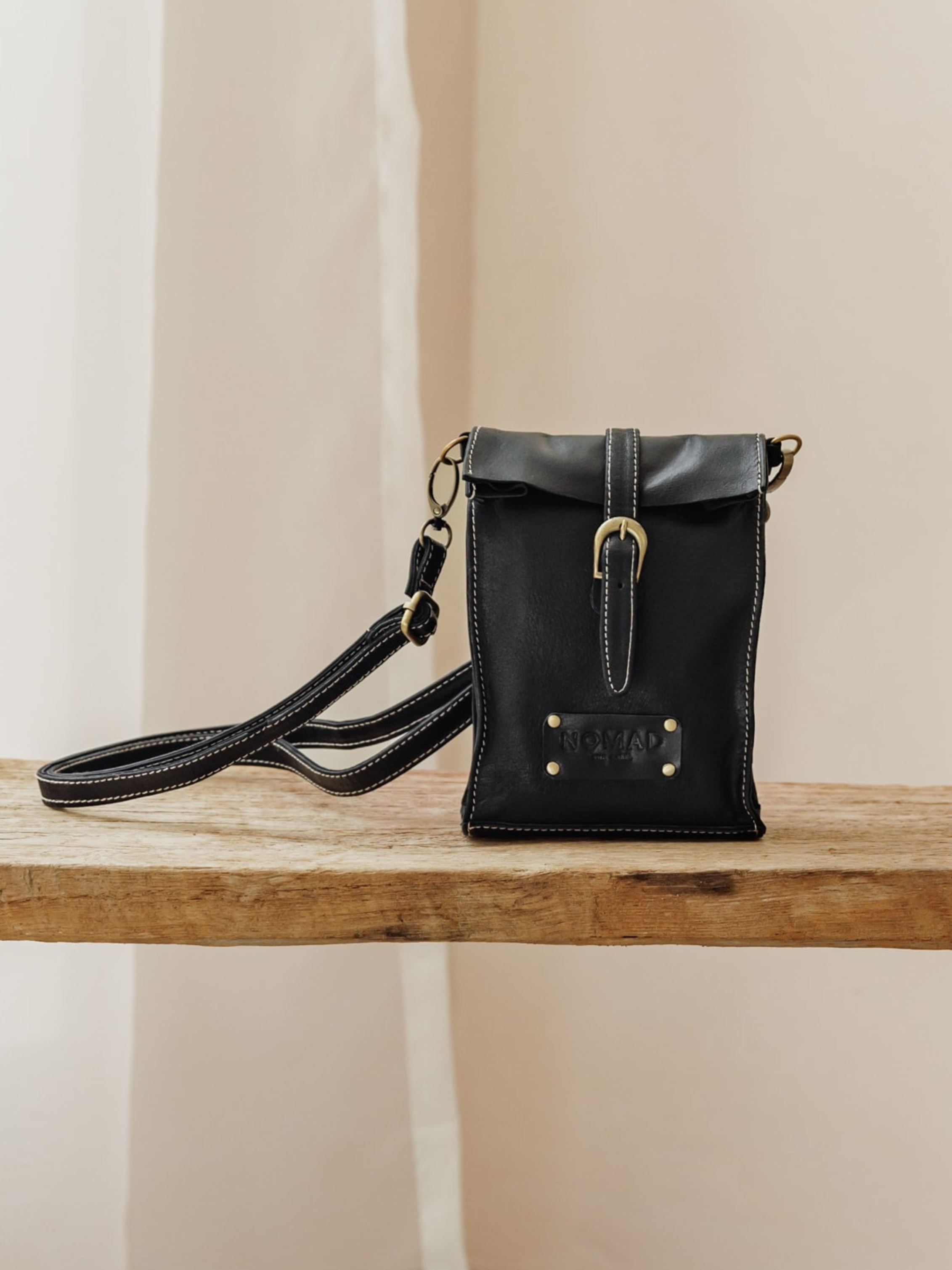 Image features Flinders Leather Pouch in Black.