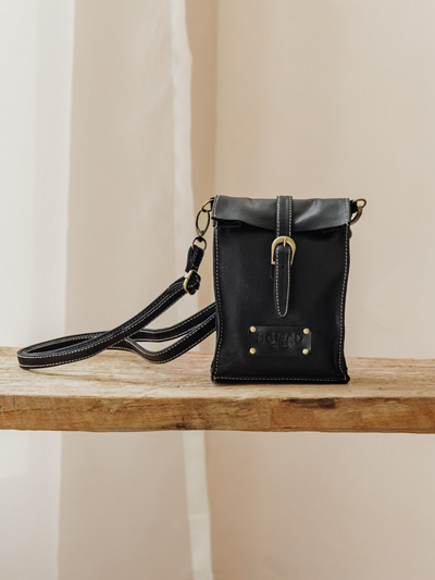 Image features Flinders Leather Pouch in Black.